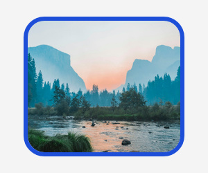 Blue rounded frame hugging the letterboxed image