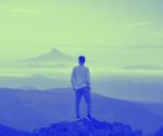Duotone deep blue pale green