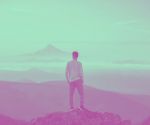 Duotone deep purple pale green
