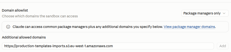 Claude.ai's domain allowlist with the Abyssale upload bucket added