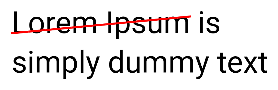 Text diagonal strikethrough colored