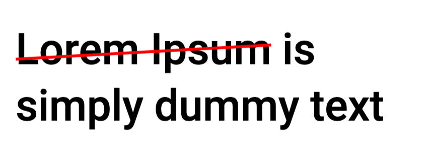Text diagonal strikethrough colored